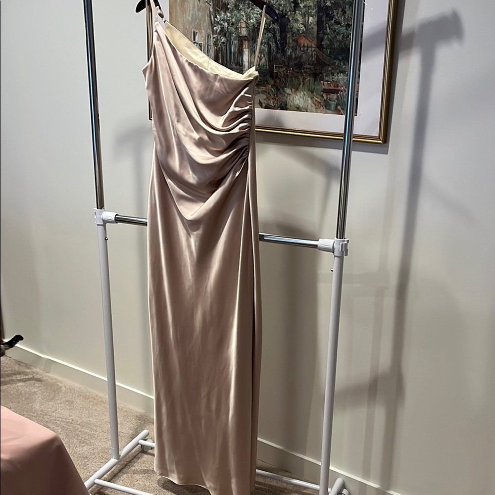 Revelry Pink Asymmetrical Ruched One Shoulder Dress